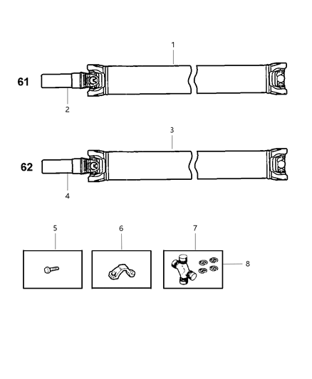 1997 Dodge Dakota Propeller Shaft - Rear Diagram 2