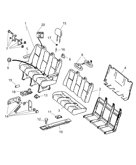 2009 Dodge Sprinter 3500 Rear Seat - 3 Passenger Diagram 2