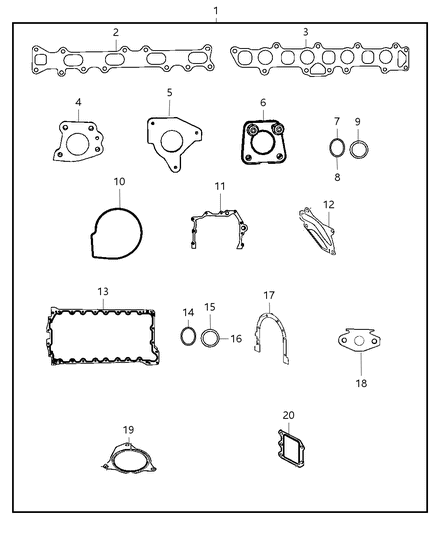 2012 Jeep Wrangler Gasket-Timing Case Cover Diagram for 68032198AA