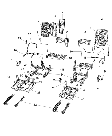 2009 Dodge Journey Cover-Seat Track Diagram for 1CZ18DK7AA