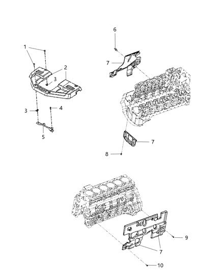 2009 Dodge Ram 2500 Engine Cover Heat / Noise Shields Diagram