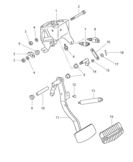 1998 Chrysler Sebring Coupe Brake Pedals Diagram 1