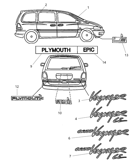 1998 Dodge Caravan Decal Front Door Diagram for QH65MGY