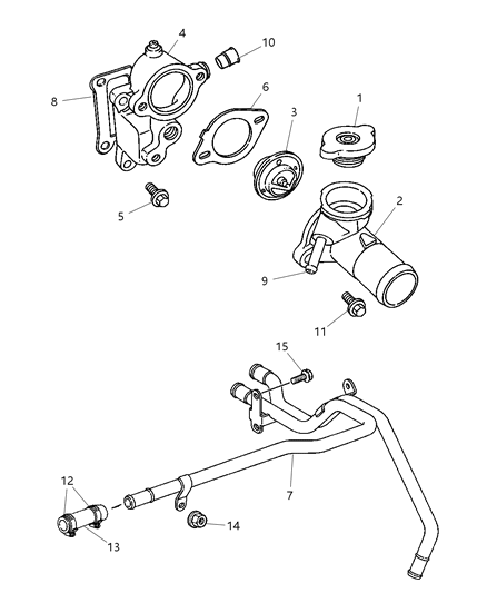 1999 Chrysler Sebring Coupe Thermostat & Related Parts Diagram 1