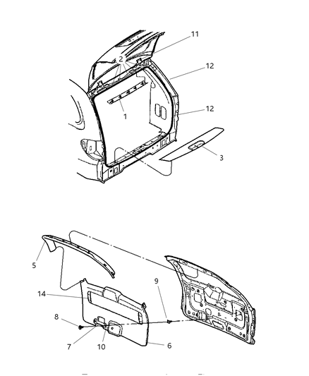 2002 Dodge Grand Caravan Panel - Liftgate Diagram