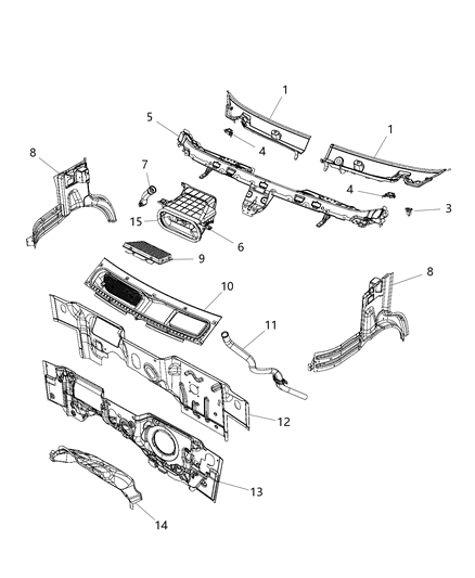 2014 Ram ProMaster 3500 Cowl, Dash Panel & Related Parts Diagram