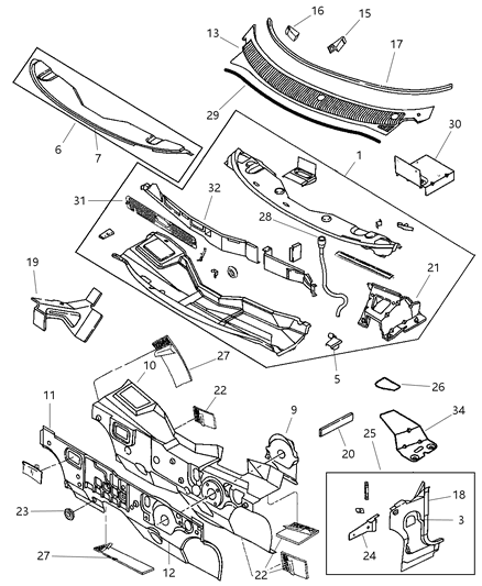 1999 Dodge Neon COWL Panel-COWL Diagram for 4888542AB