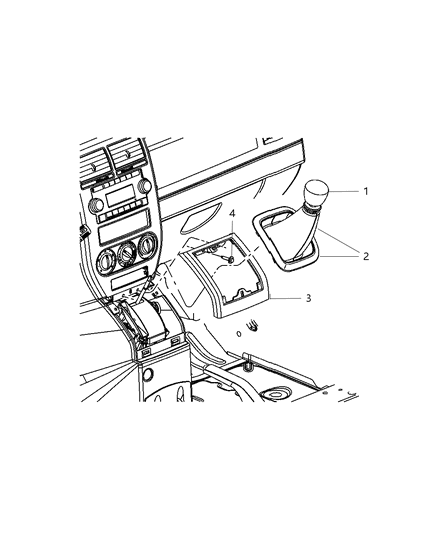 2008 Dodge Caliber Gear Shift Boot , Knob And Bezel Diagram 2