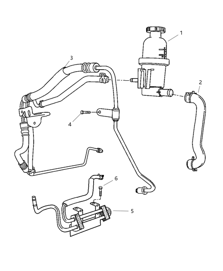 2004 Chrysler PT Cruiser Power Steering Hoses Diagram 1