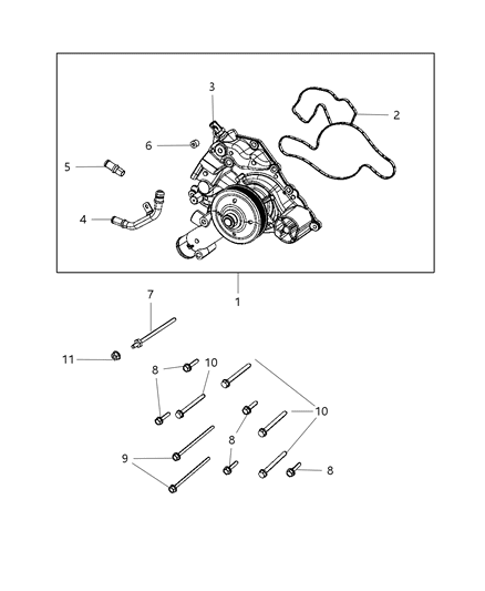 2013 Ram 3500 Water Pump & Related Parts Diagram 1