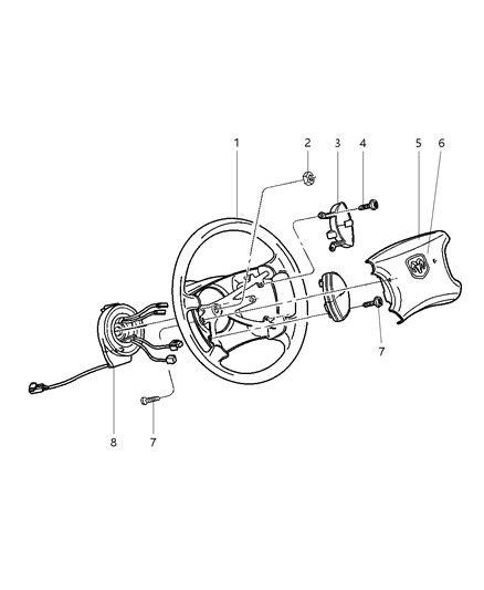 1998 Dodge Ram 2500 Quad & Club Cab Steering Wheel Diagram