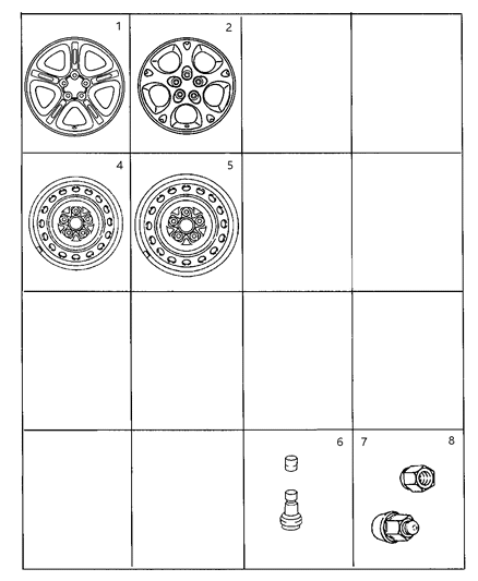 1999 Chrysler Sebring Wheels & Hardware Diagram