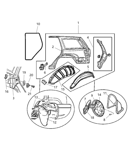 2002 Jeep Grand Cherokee Panels - Rear Quarter Diagram