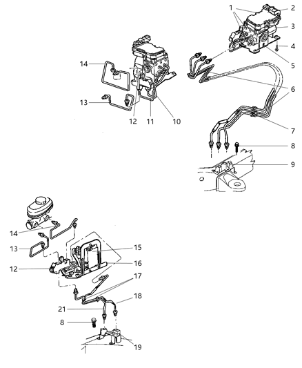 2000 Dodge Dakota Anti-Lock Brake System Module Diagram for 5017706AA