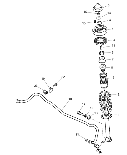 2002 Dodge Stratus Rear Suspension Strut, Spring And Stabilizer Diagram