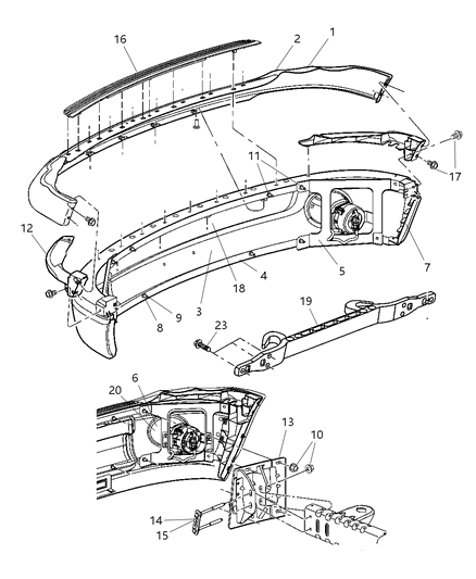 2005 Dodge Ram 1500 Bracket-Bumper Diagram for 55077231AC