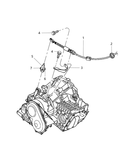 2008 Chrysler Pacifica Gearshift Lever , Cable And Bracket Diagram 1