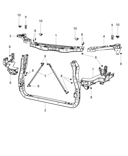 2019 Dodge Durango Radiator Support Diagram