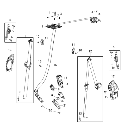 2017 Chrysler Pacifica Seat Belt Buckle Assembly Diagram for 5LA521D2AA