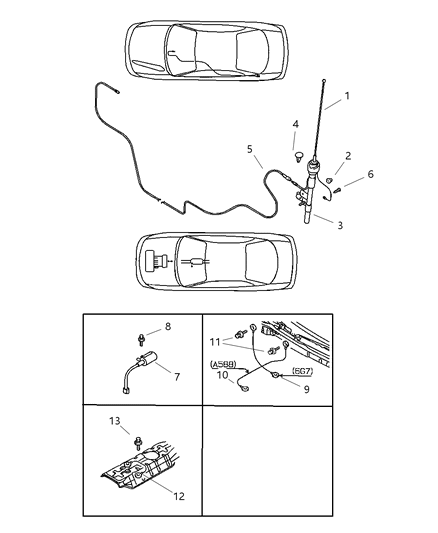 2000 Chrysler Sebring Cable Antenna Diagram for MR324872