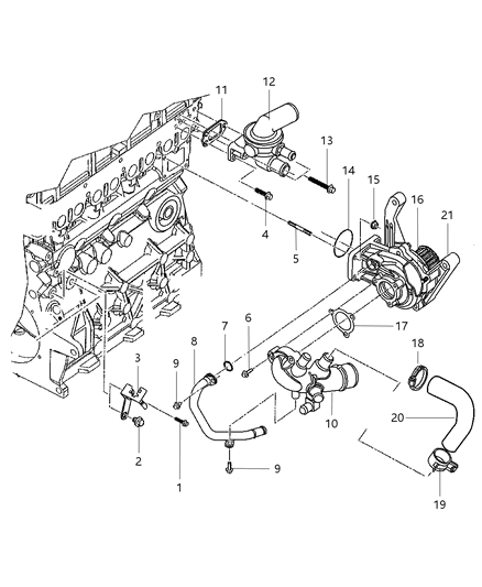 2007 Jeep Liberty Water Pump & Related Parts Diagram 1