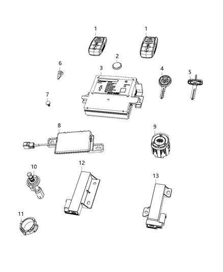 2019 Ram 1500 Module, Keys, Key Fob & Security Diagram