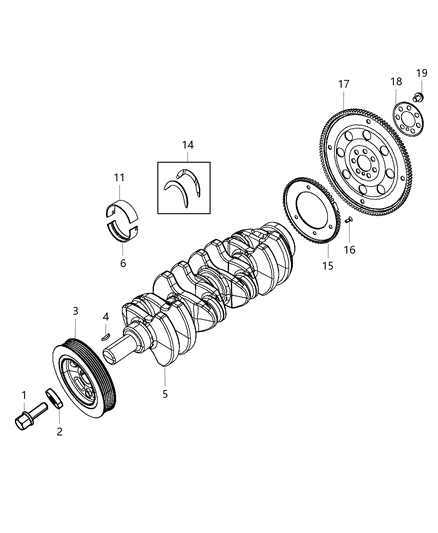 2015 Dodge Journey Crankshaft , Crankshaft Bearings , Damper And Flywheel Diagram 3