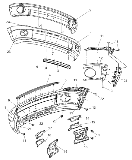 2008 Dodge Ram 1500 Fascia, Front Diagram 1