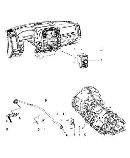 2017 Ram 1500 Transmission Gearshift Control Cable Diagram for 68160829AH