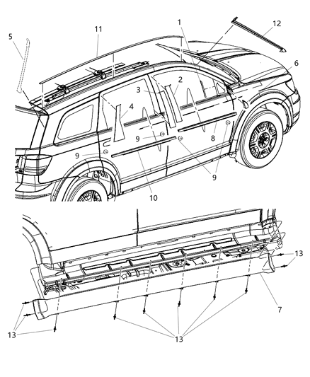 2010 Dodge Journey WEATHERSTRIP-Rear Door Outside Belt Diagram for 5076859AB