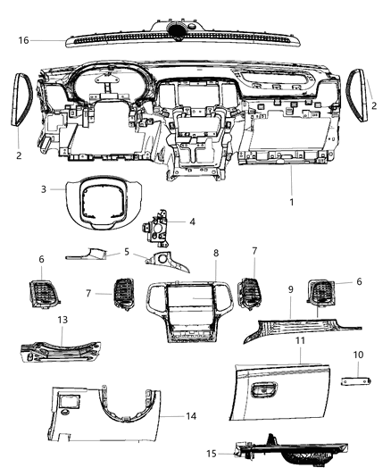 2011 Dodge Durango Cover-Steering Column Opening Diagram for 1UQ90GT5AA