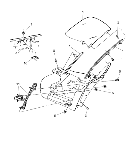 2002 Dodge Viper Door, Front Glass & Regulator Diagram