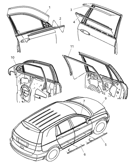 2004 Chrysler Pacifica Molding-Front Door Diagram for UA96ZKJAB