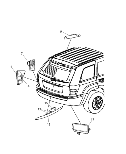 2007 Jeep Grand Cherokee Lens-License Lamp Diagram for 5166874AA