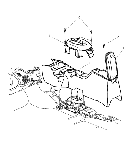 2000 Dodge Neon Console, Floor Diagram