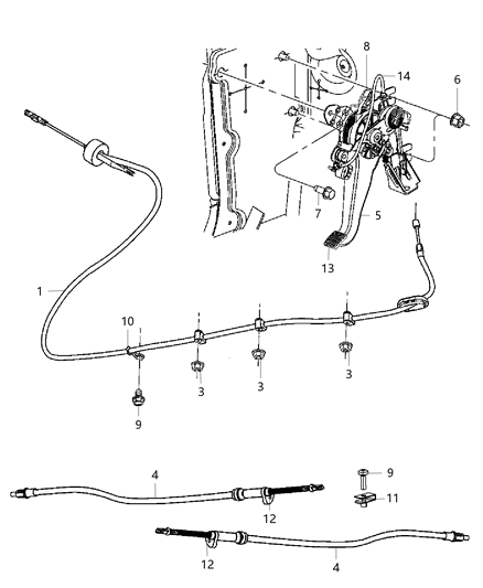 2018 Chrysler 300 Park Brake Lever & Cables Diagram