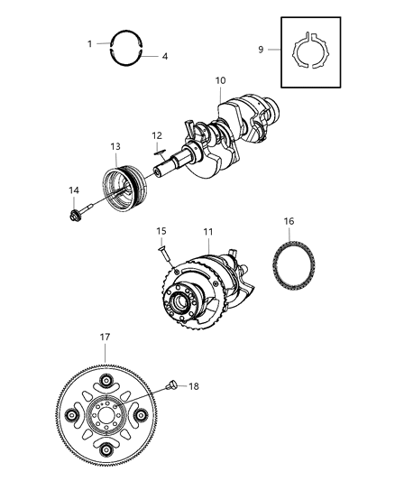 2010 Dodge Caliber Crankshaft , Crankshaft Bearings , Damper And Flywheel Diagram 4