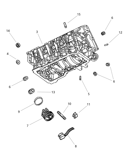 2002 Dodge Durango Block-Short Diagram for 5072374AB