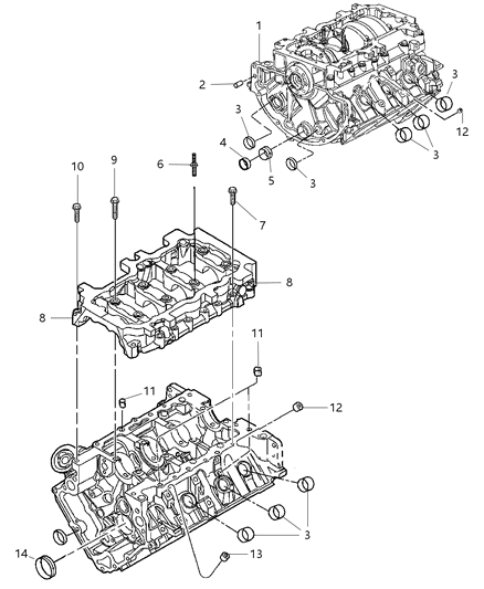 2007 Dodge Dakota Cylinder Block & Hardware Diagram 1