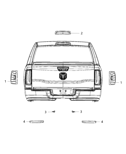 2019 Ram 3500 Pickup Lamps - Rear Diagram 2