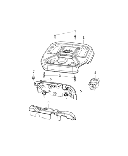 2018 Jeep Wrangler Engine Cover & Related Parts Diagram 1