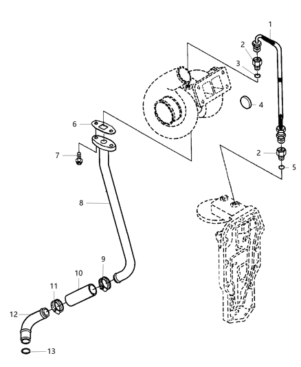 2002 Dodge Ram 2500 Gasket-Turbo Oil Outlet Diagram for 5003332AD