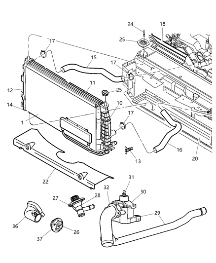 2000 Chrysler Concorde Radiator & Related Parts Diagram