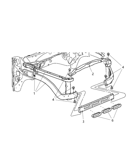 2004 Dodge Ram 1500 Radiator Support Diagram for 55275694AE