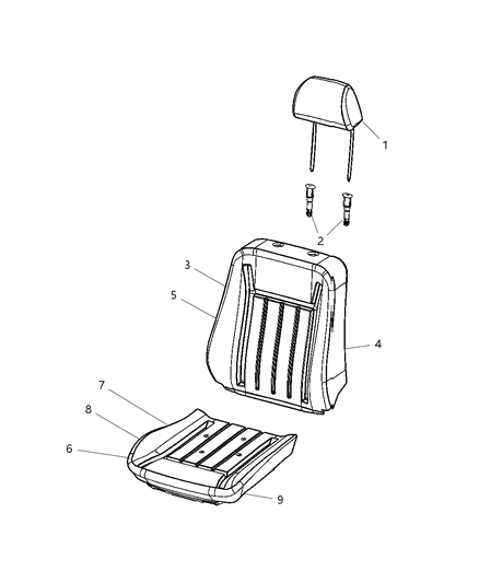 2008 Dodge Charger HEADREST-Front Diagram for 1ET491DVAA