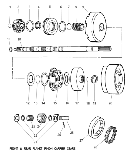 1999 Dodge Ram 1500 Gear Train & Intermediate Shaft Diagram