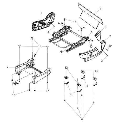 2013 Ram C/V Adjusters, Recliners & Shields - Driver Side - Manual Diagram