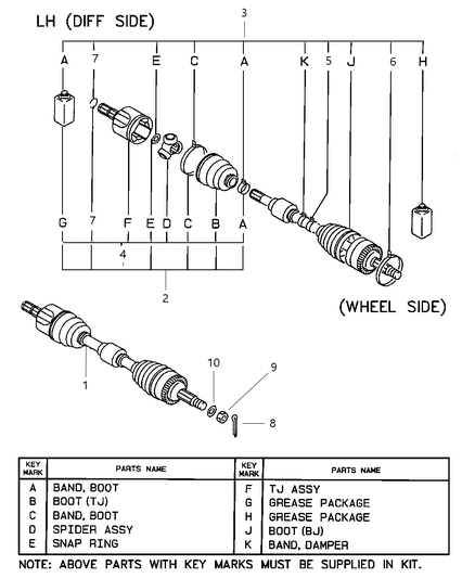 2004 Chrysler Sebring Coupe Front Axle Drive Shaft Diagram 1