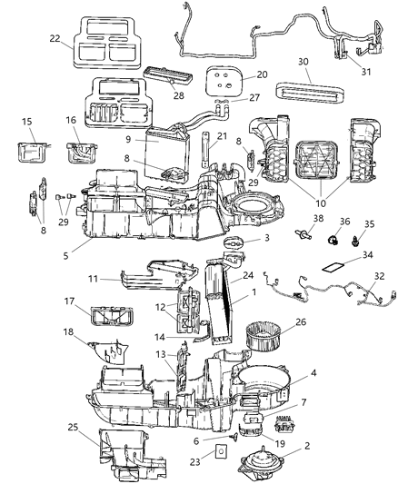 2005 Dodge Durango Resistor-Blower Motor Diagram for 5174618AA