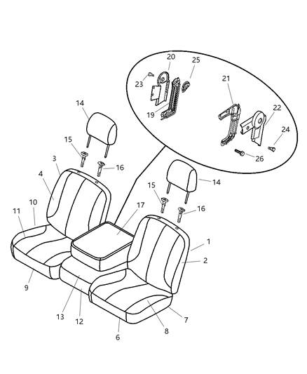 2007 Dodge Ram 3500 Seat Back-Front Diagram for 1FP441J3AA